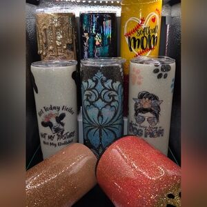 Lot Of 8 Glitter Epoxy Tumblers All New ! Great For Gifts